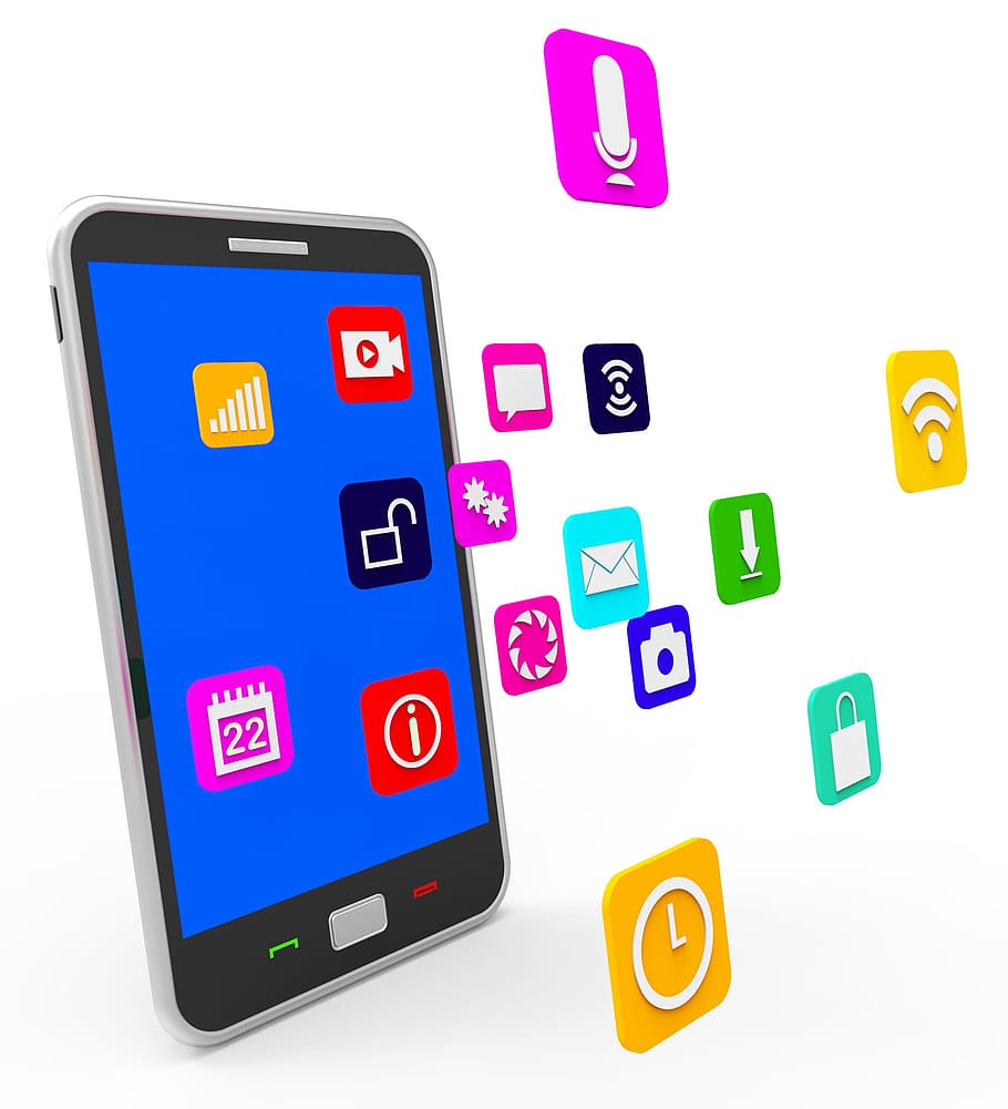 Social Media Phone Showing Application Software And Forums, applications