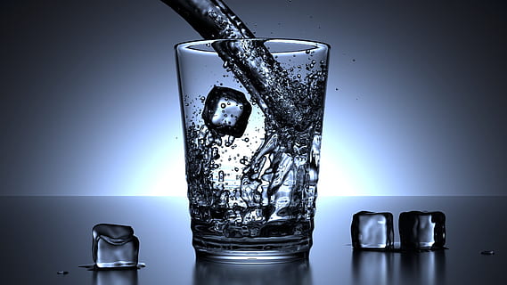 Water and ice cubes, cold, glass, refreshing, studio shot, drinking glass HD wallpaper