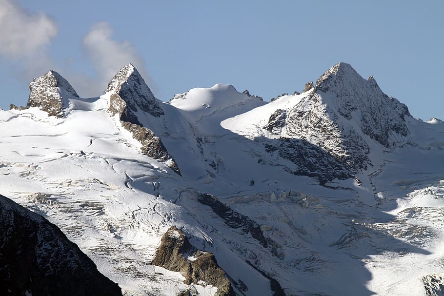 mountains, alpine, landscape, nature, sky, panorama, clouds HD wallpaper