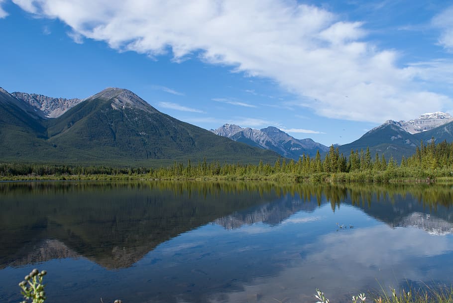banff, alberta, canada, landscape, lake, water, travel, vermilion HD wallpaper