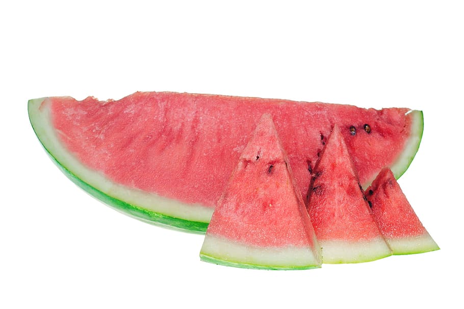 watermelon, slice, isolated, white, dietfood, red, healthyfood HD wallpaper