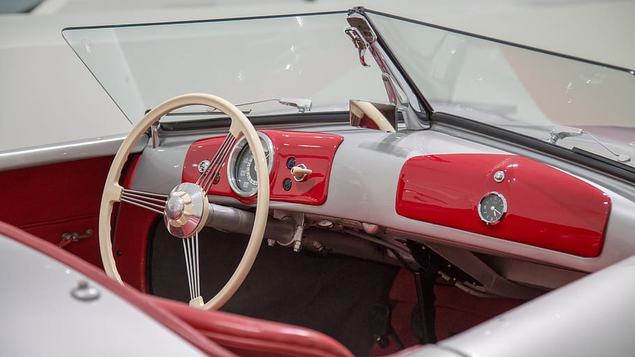 red and white convertible, machine, transportation, vehicle, automobile HD wallpaper