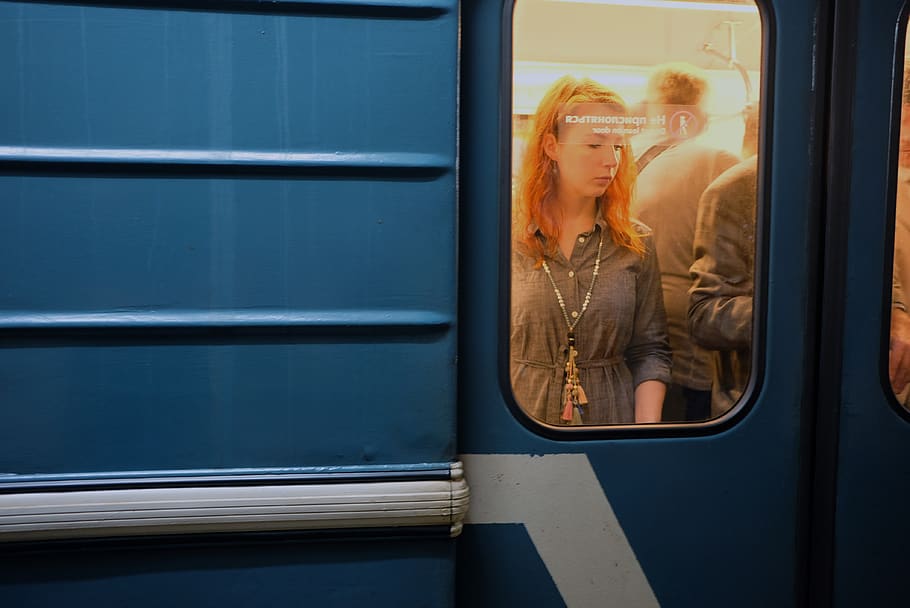 people riding train, human, person, moscow, russia, woman, girl HD wallpaper