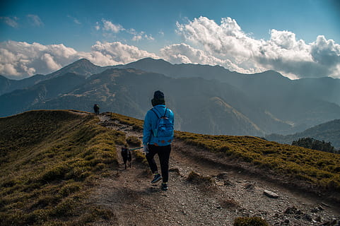 person walking on mountain, dirt road, gravel, human, outdoors HD wallpaper