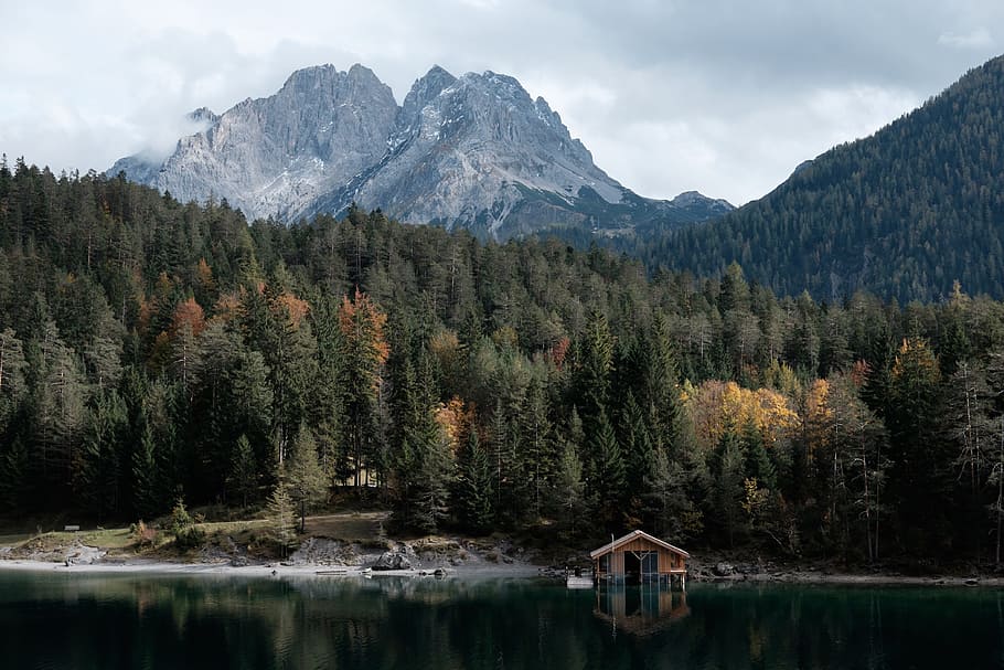 mountain, valley, hill, lake, water, trees, plants, nature HD wallpaper
