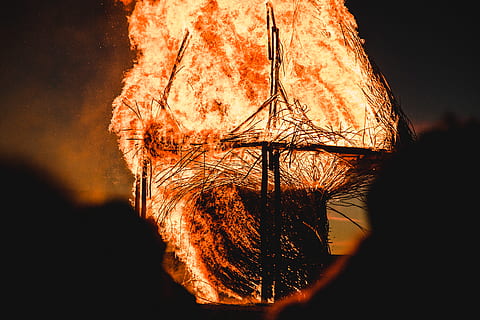 fire, flame, bonfire, lamp, afrikaburn 2019, person, human HD wallpaper