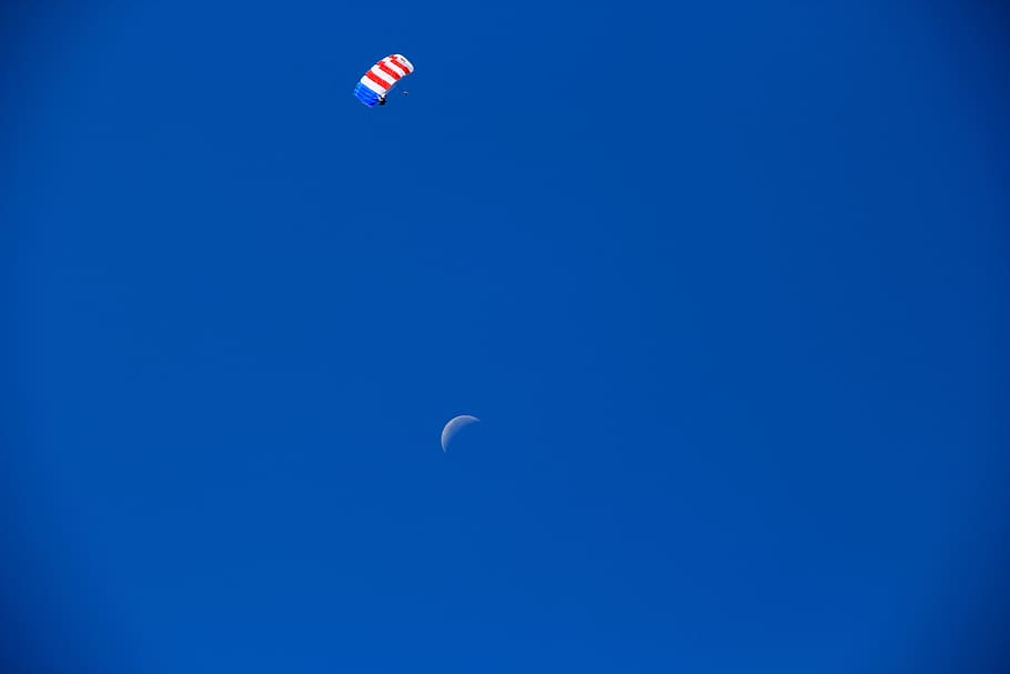 nepal, wild, blue, sky, skydive, copy space, moon, low angle view HD wallpaper