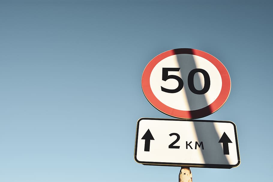 Speed Limit And Kilometer Signages, arrow, guidance, information, HD wallpaper