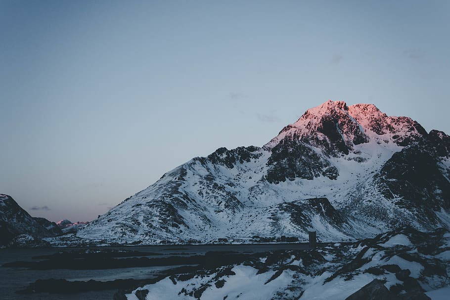 snow cape mountain, outdoors, nature, ice, mountain range, lofoten HD wallpaper