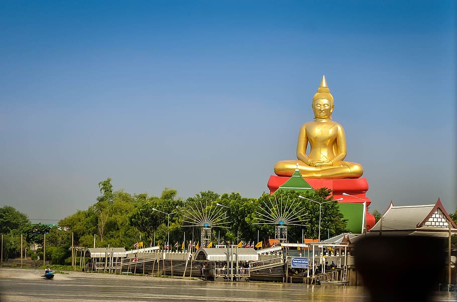 Buddha Statue Near the Beach, religion, buddhism, background