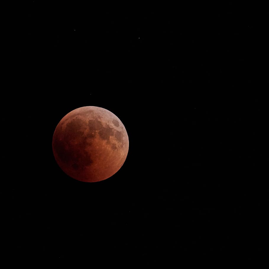 lunar phase, moon, moonlight, red, red moon, fullmoon, bloody moon HD wallpaper