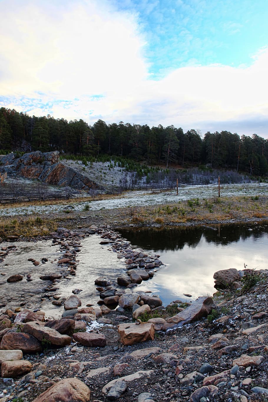 nature, landscape, river, water, rocks, stone, sky, cloud - sky HD wallpaper