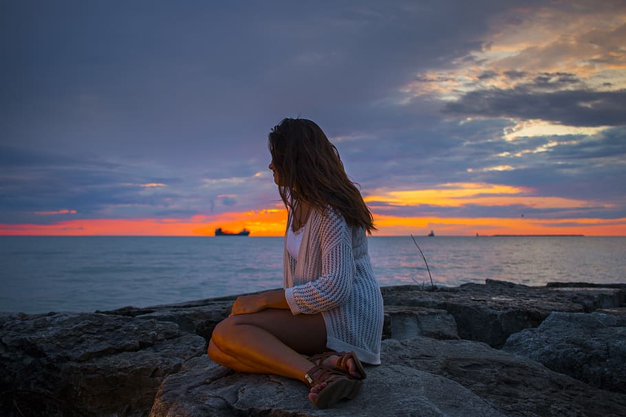 canada, goderich, water, clouds, sunset, ship, boat, lake, sky HD wallpaper