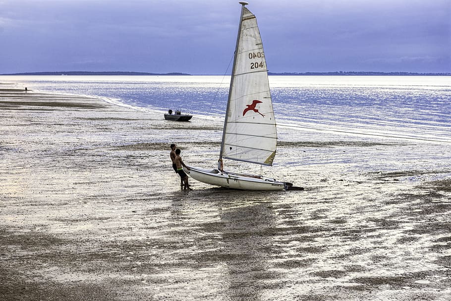 ocean, beach, boat, sky, water, sea, nautical vessel, transportation HD wallpaper