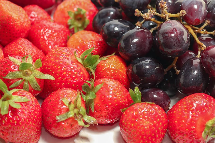 strawberries, grapes, pineapple, orange, healthy eating, fruit HD wallpaper
