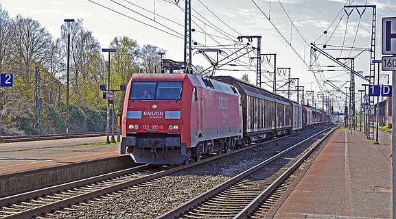 freight train, deutsche bahn, db, transit, railway station HD wallpaper