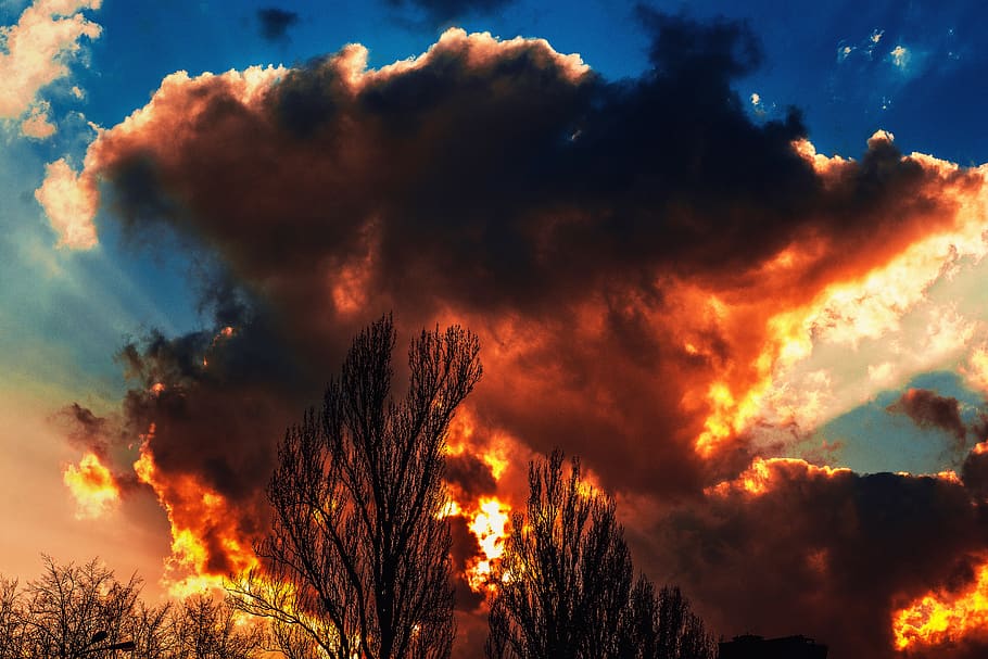 ukraine, kiev, evening, sun, fire, sunset, colorfull, sky, red HD wallpaper