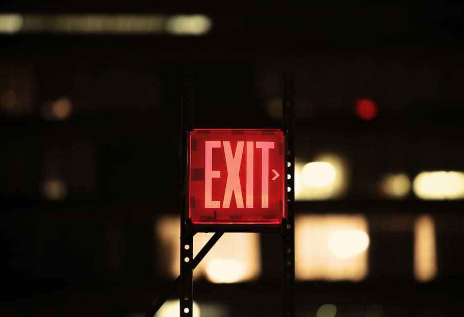 exit, sign, lights, communication, illuminated, night, text HD wallpaper