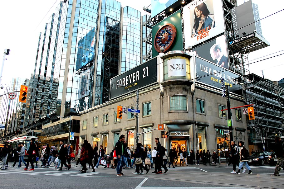 toronto, canada, screens, eatonsquare, thesix, forever21, love, HD wallpaper