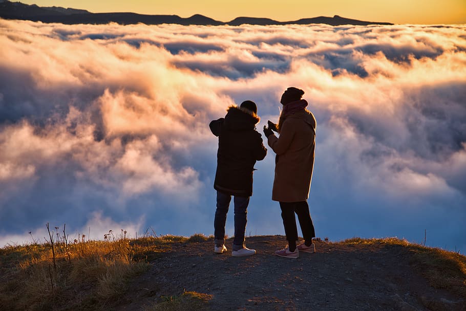landscape, cloud, mist, fog, winter, mountain, countryside HD wallpaper