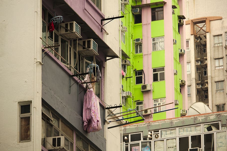 green painted high rise building, built structure, building exterior HD wallpaper