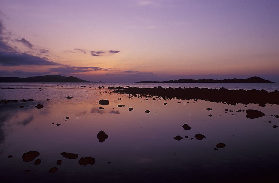 philippines, guimaras, sky, purple, sunrise, dawn, orange, sea HD wallpaper