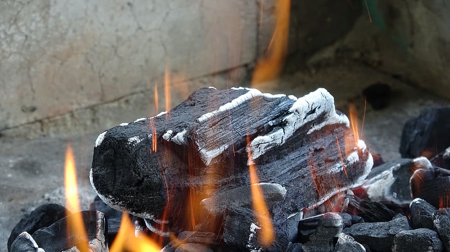 fire, hot, burn, flame, heat, embers, glow, warm, carbon, fireplace HD wallpaper