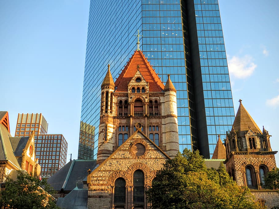 hancock, john, sun, usa, america, new, old, sky, skyscraper HD wallpaper