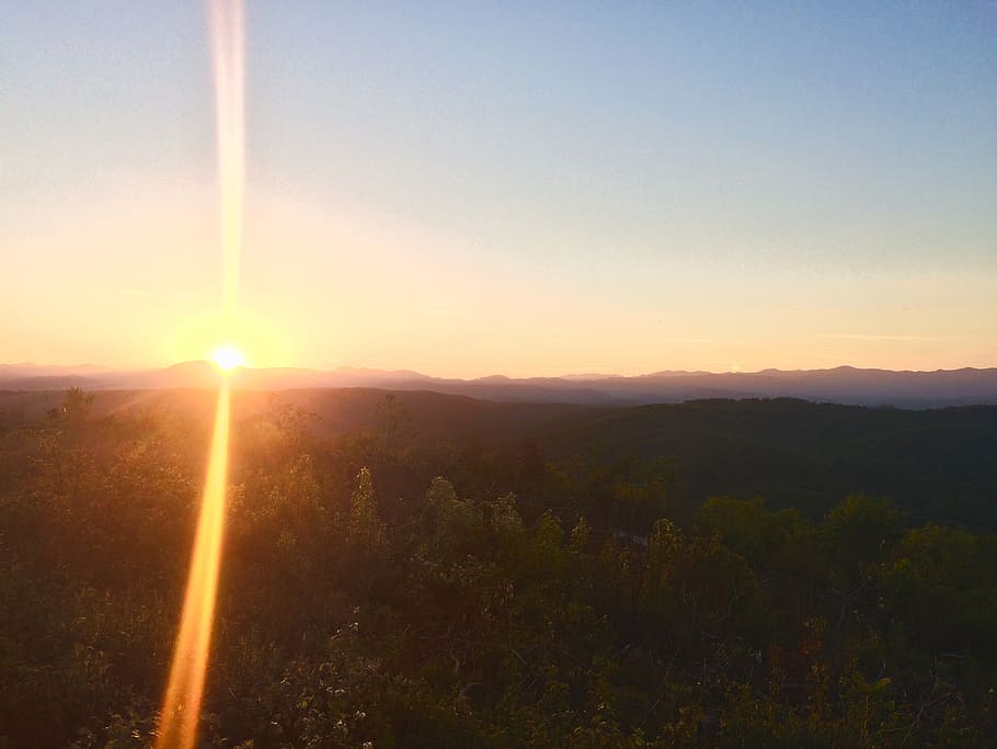 out, side, outisde, sun, orange, mountains, green, purple, night HD wallpaper