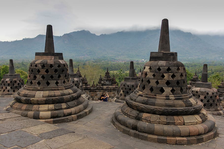 borobudur, java, indonesia, stupa, budha, religion, asia, place of worship HD wallpaper