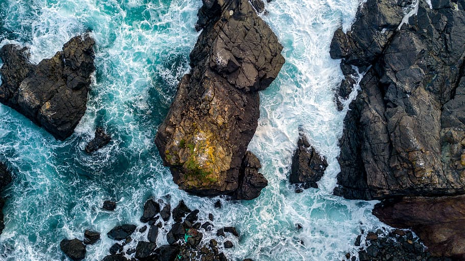 rock formation by the ocean, water, solid, rock - object, nature HD wallpaper