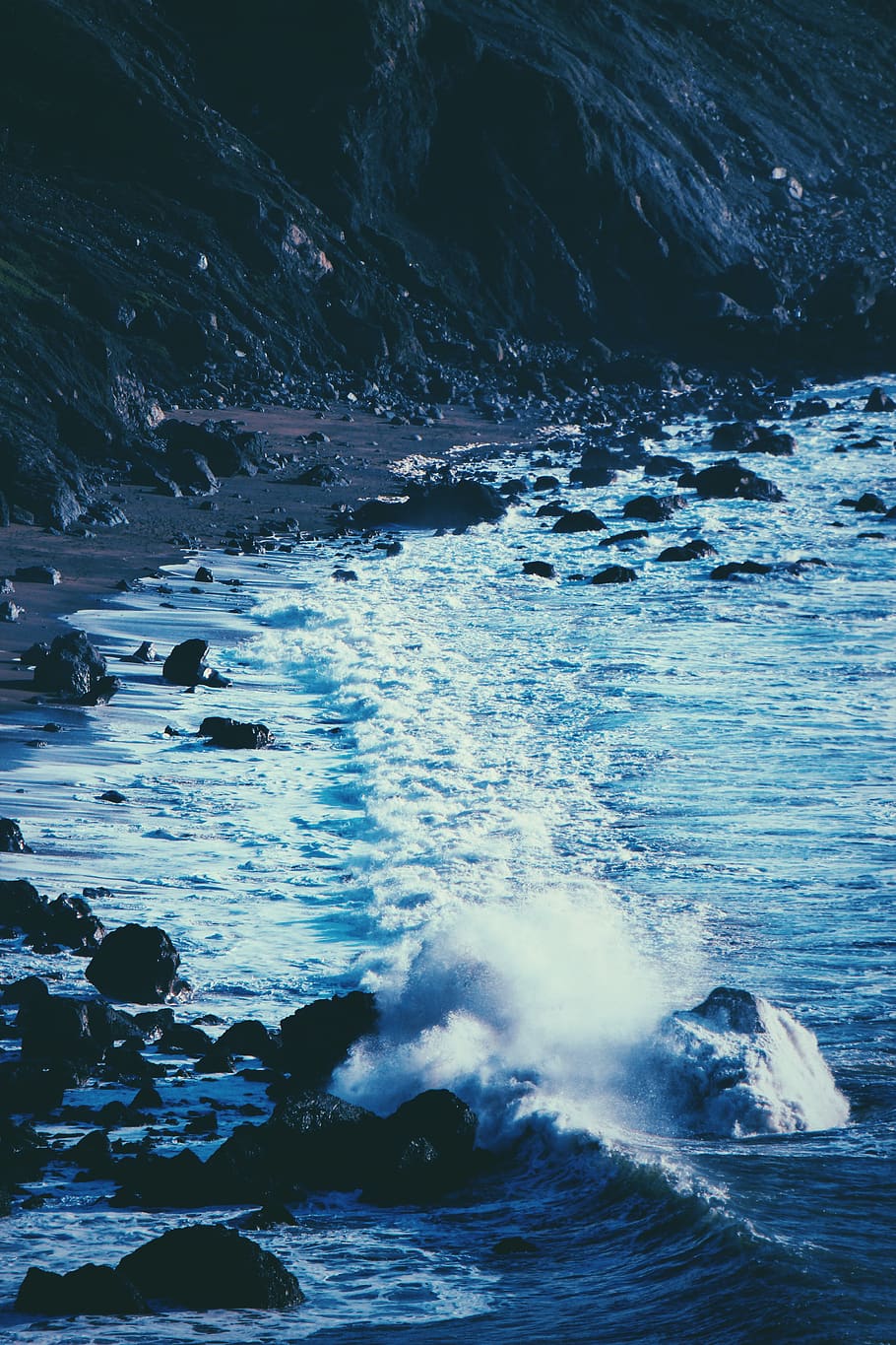 ocean, sea, beach, rocks, shore, water, motion, beauty in nature HD wallpaper