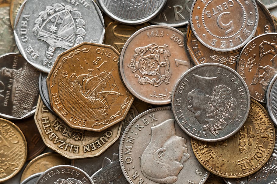 Pile of Assorted Coins, cent, close-up, copper, currency, gold HD wallpaper