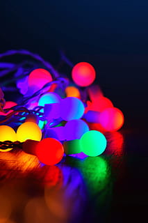 Assorted-color String Lights, background, blue, blur, bokeh, bright HD wallpaper