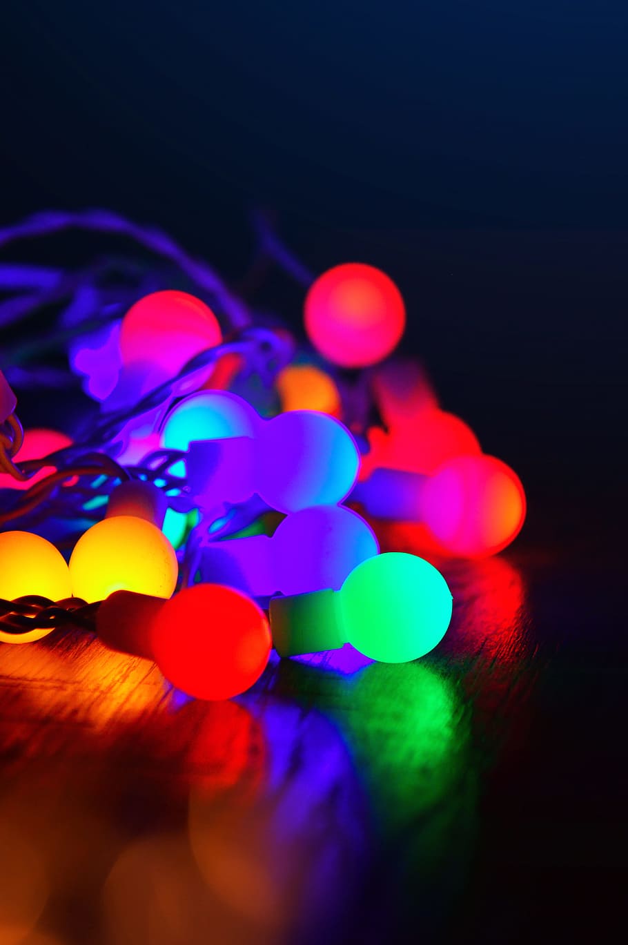 Assorted-color String Lights, background, blue, blur, bokeh, bright
