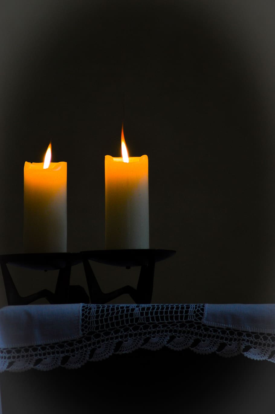 candle, fire, flame, vigil, crypt, couch, furniture, silhouette HD wallpaper