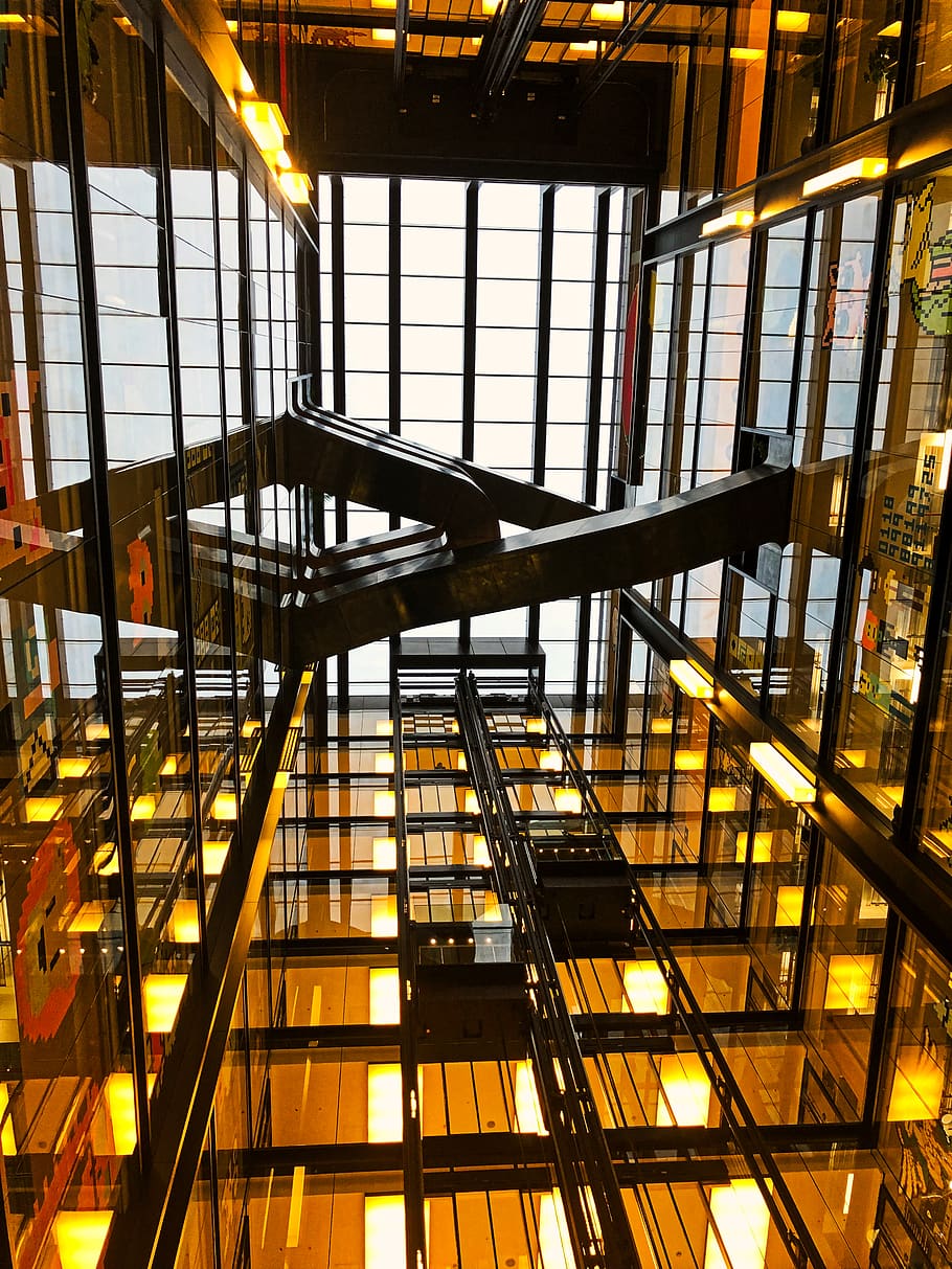 Building, curtain walling, architecture, built structure, indoors HD wallpaper