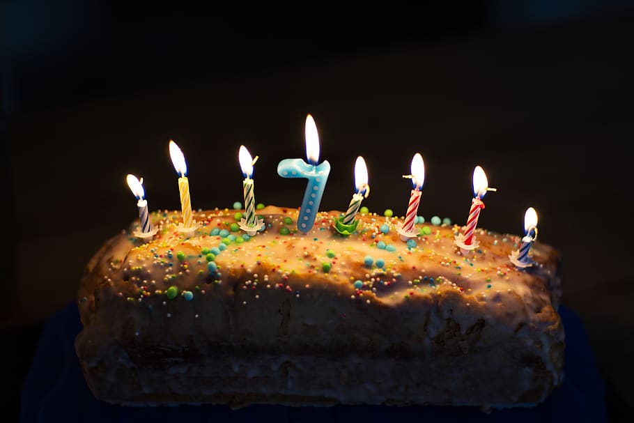 rectangular birthday cake, celebration, baked, candle, food and drink HD wallpaper