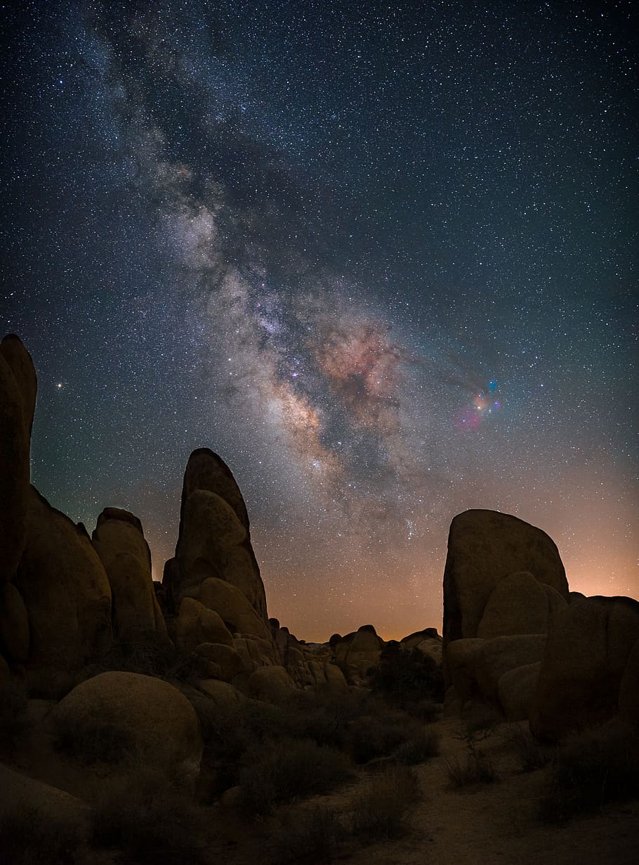 milky way view during night, nature, outdoors, painting, art HD wallpaper
