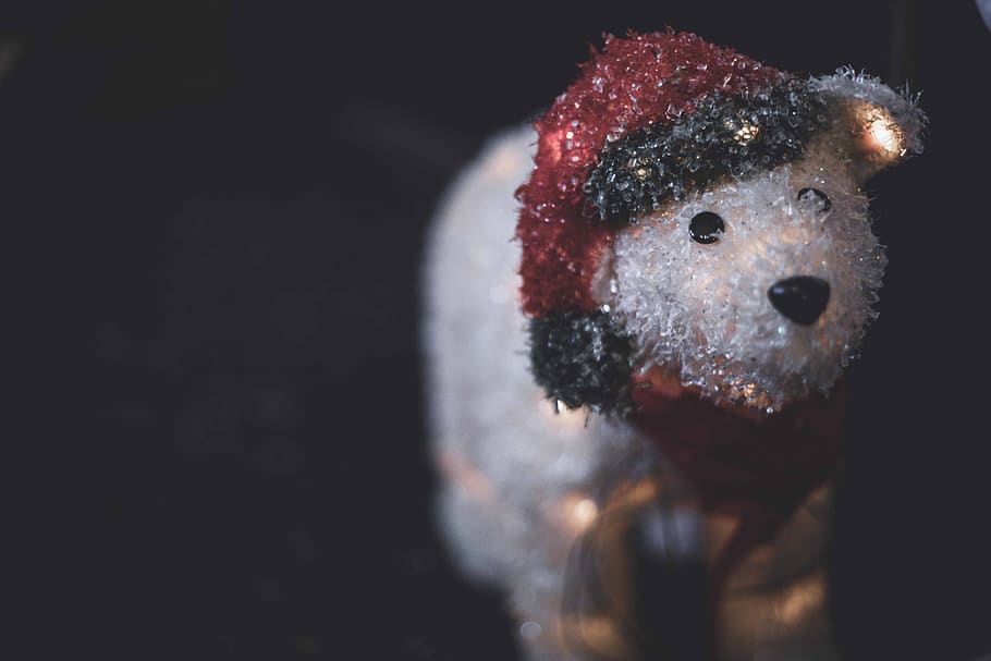 polar bear plush toy, nature, outdoors, snow, winter, grey, snowman HD wallpaper
