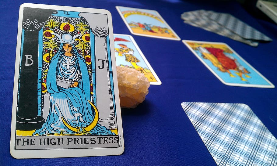 high priestess, tarot card, mystic, symbol, prediction, cards