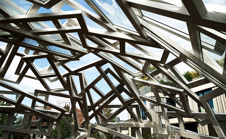 brown wooden building frame, built structure, architecture, low angle view HD wallpaper