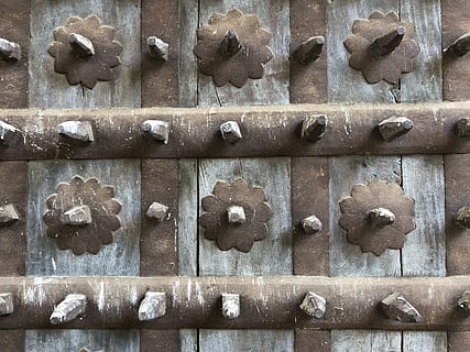 india, samod, samode palace, steel, decorative, spike, door HD wallpaper
