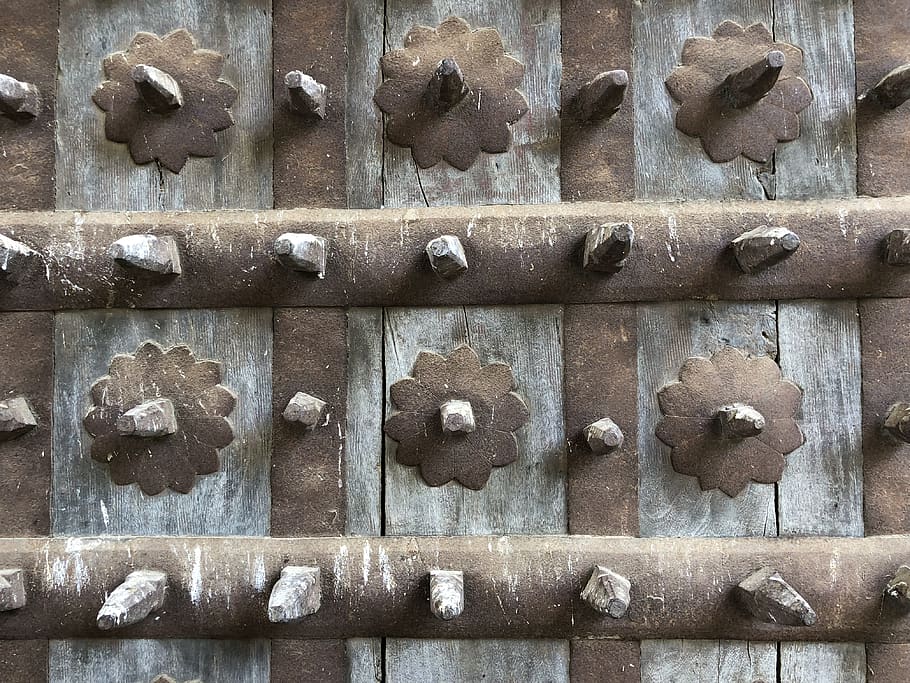 india, samod, samode palace, steel, decorative, spike, door HD wallpaper