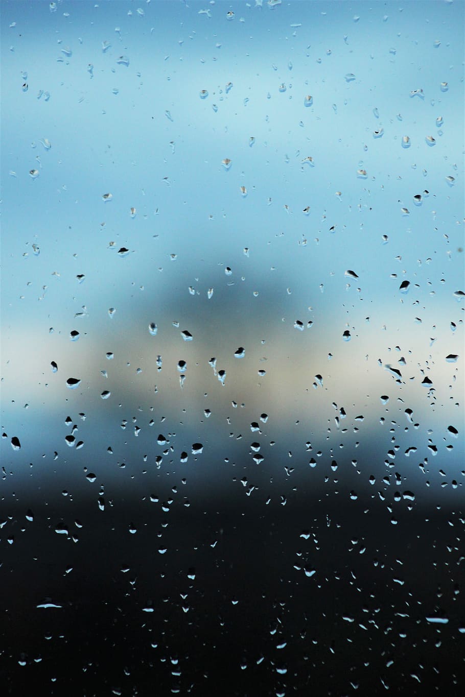 rainy, drops, raindrops, focus, wet, water, glass - material HD wallpaper