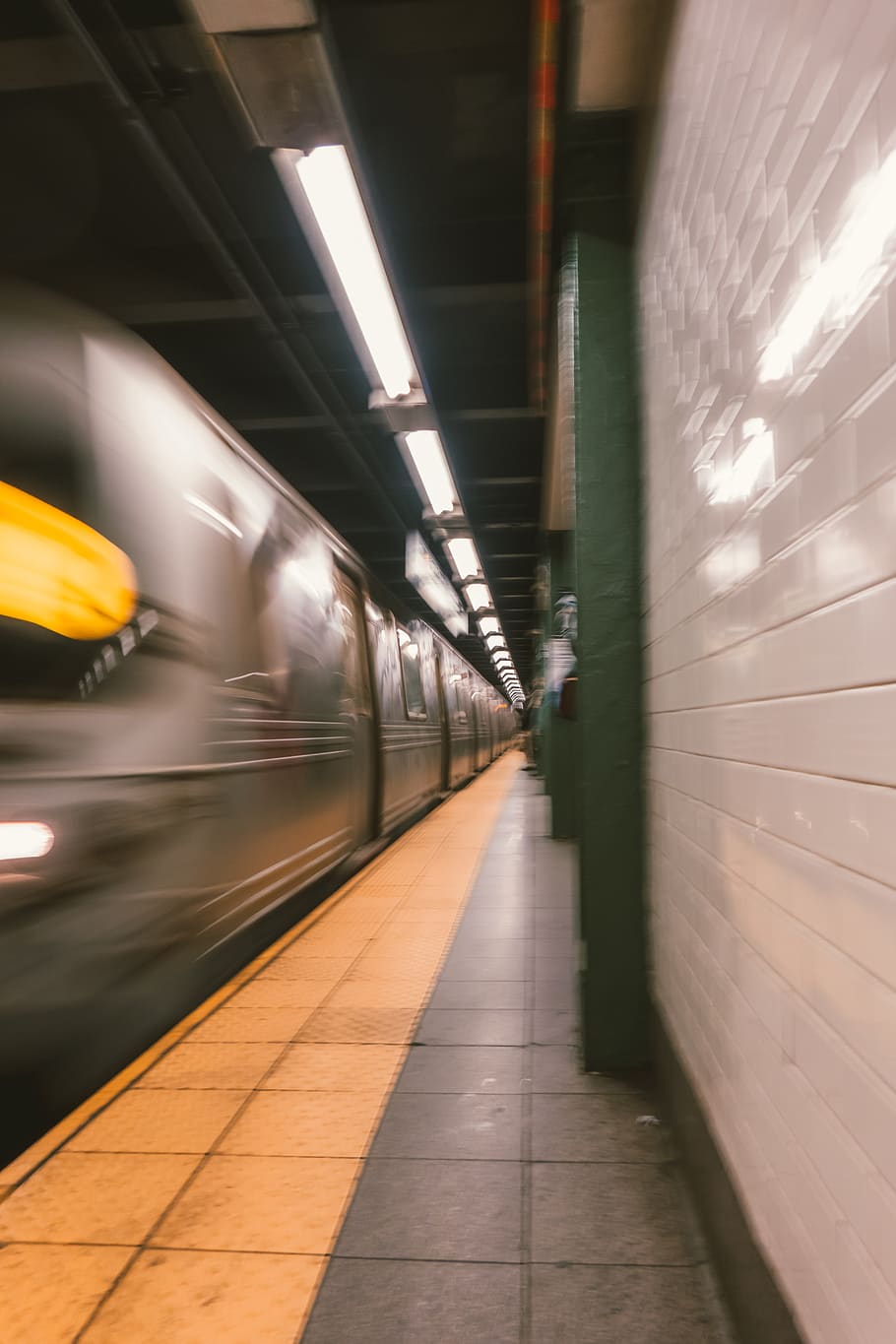 gray train, blurred motion, public transportation, illuminated HD wallpaper