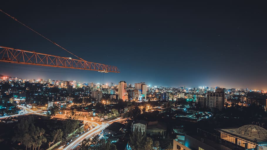 cityscape during nighttime, road, landscape, nature, outdoors HD wallpaper