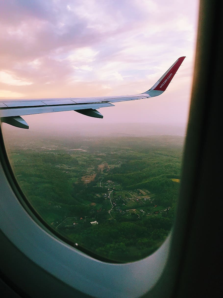 Plane Window Across Bent Plane Wing, air, aircraft, aircraft wing HD wallpaper