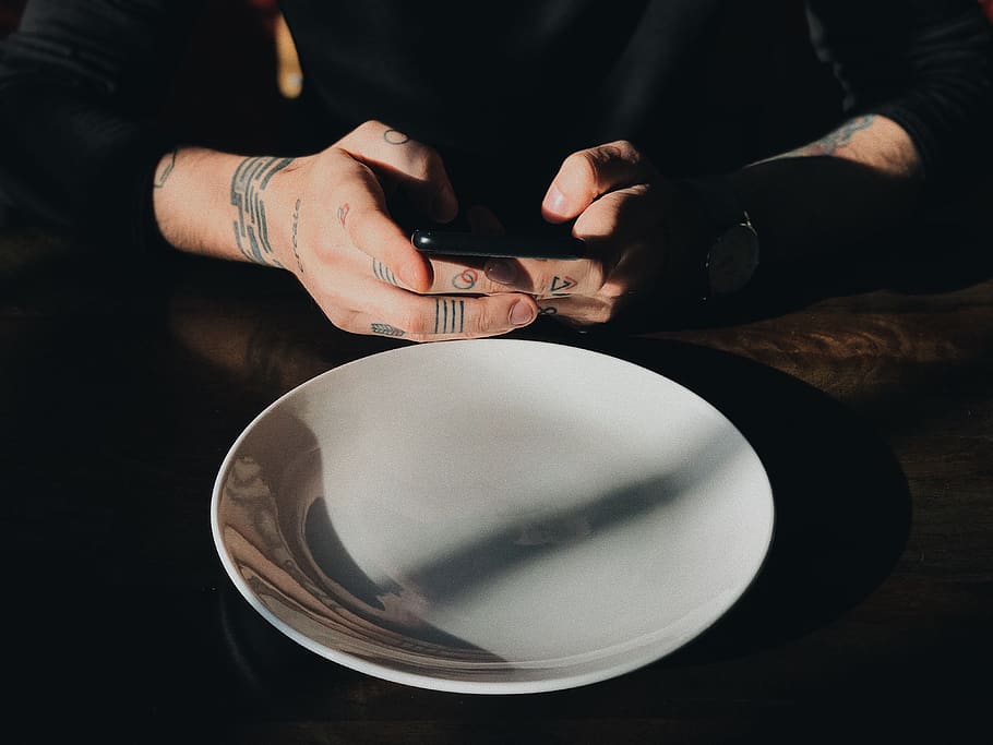 round white ceramic plate, human hand, human body part, real people HD wallpaper