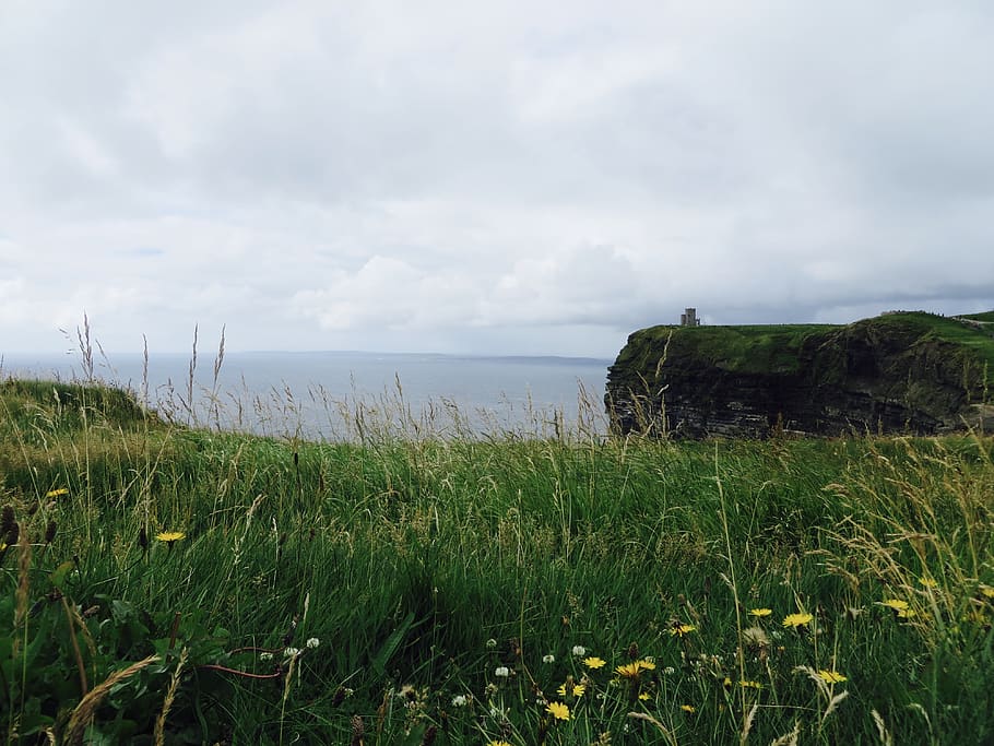 ireland, cliffs of moher, castle, seascape, landscape, outdoors, HD wallpaper